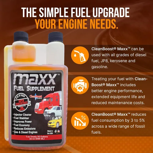 Vista 2 de CleanBoost® Maxx™ tratamiento de 32 onzas para nafta y combustible diésel, para 960 galones