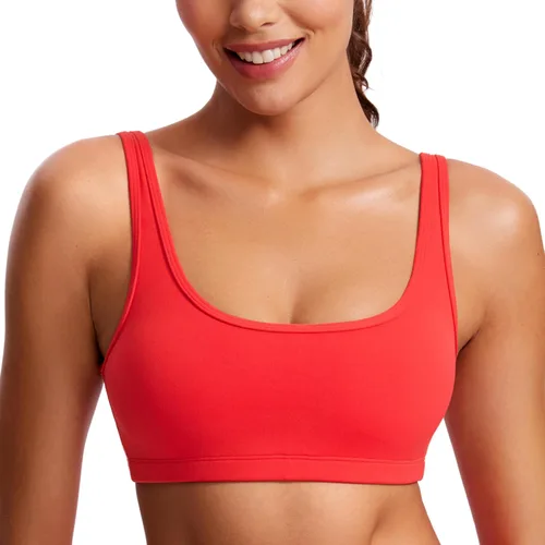Vista 10 de CRZ YOGA Butterluxe - Mini brasier para mujer, cuello redondo, de bajo impacto, inalámbrico, deportivo, yoga, acolchado, para entrenamiento