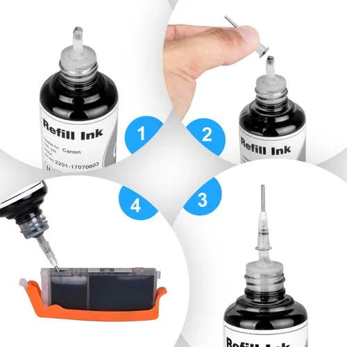 Vista 5 de TBTeek Kit de botellas de tinta de recarga de impresora para cartuchos PGI-250 CLI-251XL PGI 270XL CLI-271 o CISS, para PIXMA MX922, MG5720, TS6020