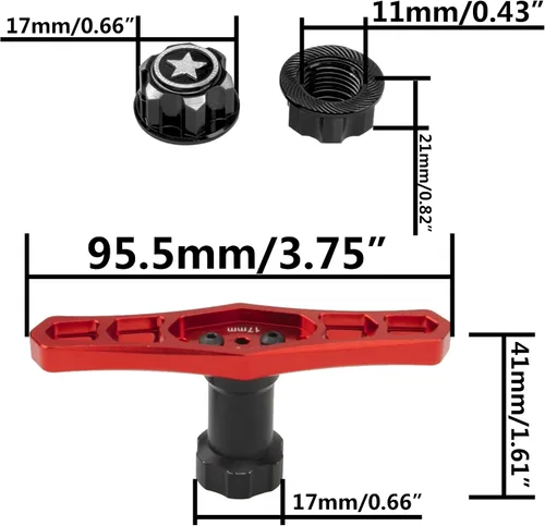 Vista 6 de Adaptador de tuercas hexagonales de 0.669 in con llave hexagonal de 17 ruedas, herramienta de manga RC compatible con Traxxas X-Maxx E-Revo E-Maxx