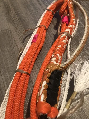 Vista 5 de EPT Bull Ropes Bull Rope Orange & White Poly Pro 9x7 RH 3/4" x 3/4' Soft - Cuerda de montar 16