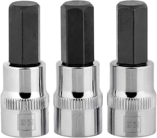 Vista 17 de BRAZEN Juego de Tres Vasos Hexagonales de 1/4"/Destornillador Allen (Carraca de 3/8", Corto)