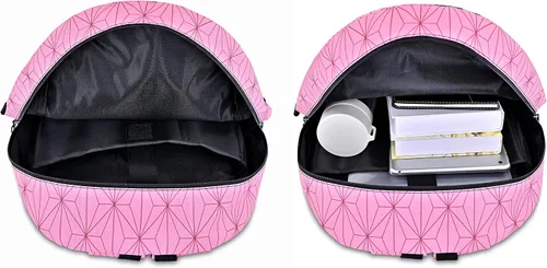 Vista 5 de Roffatide Mochila de anime negro verde a cuadros mochila de gran capacidad para computadora portátil, Nezuko, Classic