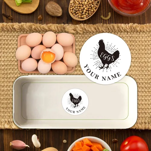 Vista 6 de Etiquetas Adhesivas Personalizables para Cartones de Huevos de Gallina Tamaños de 2"-4" Etiquetas de Empaque Personalizadas para Huevos Frescos