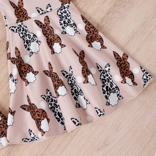 Vista 5 de 3pc Toddler Girls Kids Easter Cartoon Rabbit Printed Pullover Tops Spring Flared Pants Infant Stylish Headband