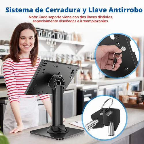 Vista 3 de AboveTEK - Soporte antirrobo para quiosco para iPad, soporte de seguridad para iPad y soporte para tableta con bloqueo, base resistente, giro