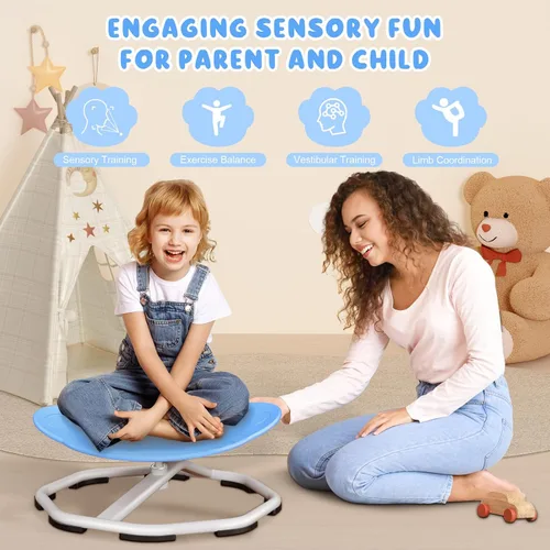 Vista 3 de Qusases Sillas Giratorias Sensoriales para Niños, Silla Giratoria para Niños Autistas, Juguetes Sensoriales de Sentarse y Girar, Entrenamiento