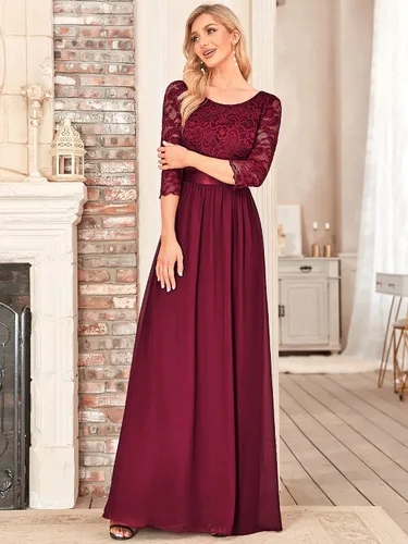 Vista 5 de Ever-Pretty - Vestido largo elegante para dama de honor con cintura imperio manga de 34 07412