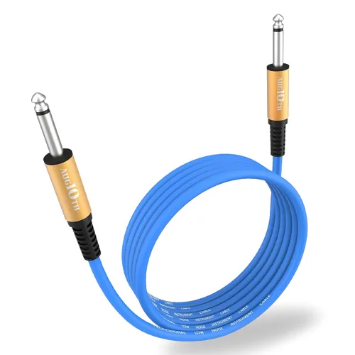 Vista 8 de Cable de guitarra de 3 pies, paquete de 4 colores recto a recto Etapa instrumento eléctrico bajo cable AMP cable 1/4 TS mono enchufe, flexible