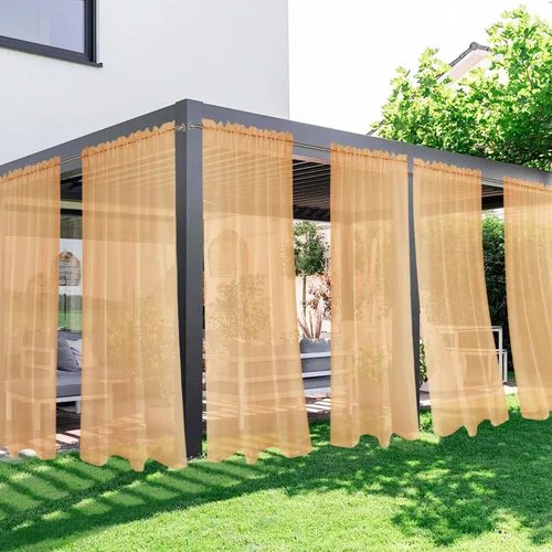 Vista 32 de SpaceDresser - Cortinas transparentes impermeables para exterior para patio - 2 paneles con bolsillo para barra, cortinas de gasa transparentes