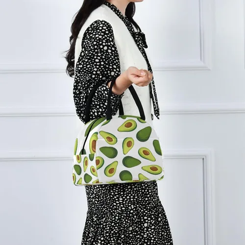 Vista 7 de Blueangle Bolsa de almuerzo aislada con patrón de aguacate para mujeres, bolsa de almuerzo aislada, bolsa térmica para estudiantes y lonchera