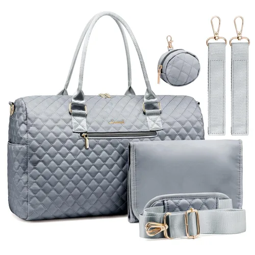 Vista 11 de LOVEVOOK - Bolso de pañales con estuche para chupete y cambiador, bolso grande de maternidad para hospital y viajes de fin de semana, bolso