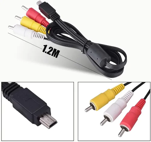 Vista 2 de Cable mini USB a 3 RCA de repuesto para AVC-DC400ST EOS 7D, 60D, 60Da, 70D, 100D, 550D, 600D, 650D, 700D y EOS Rebel SL1, T2i, T3i, T4i, cámara
