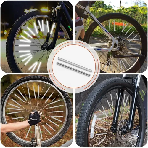 Vista 8 de Reflector de radios para bicicleta, reflectores de radios de bicicleta de visibilidad de 360°, clips reflectantes impermeables para bicicletas