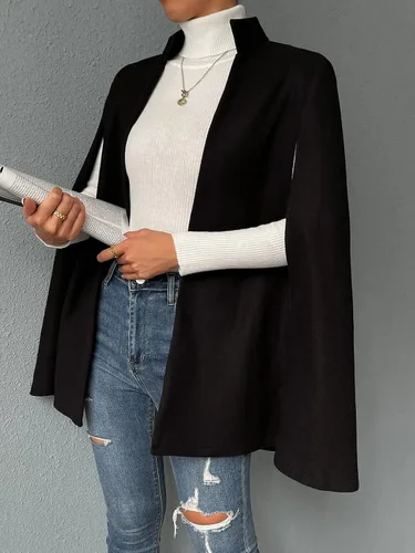 Vista 5 de WDIRARA Chaqueta de negocios de manga larga con capa dividida para mujer