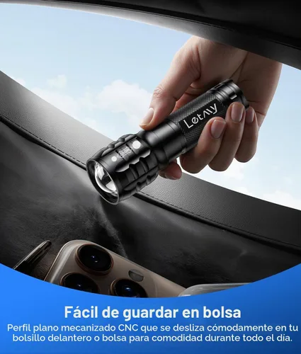 Vista 5 de LETMY - Paquete de 2 linternas recargables con 3 modos de zoom y linternas LED