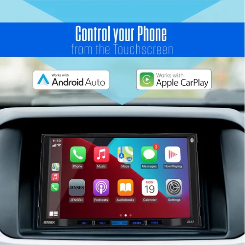 Vista 10 de [Usado] JENSEN J1CA7-BUC Apple CarPlay Android Auto certificado de 7 pulgadas Radio estéreo de coche con pantalla táctil doble DIN Llamadas