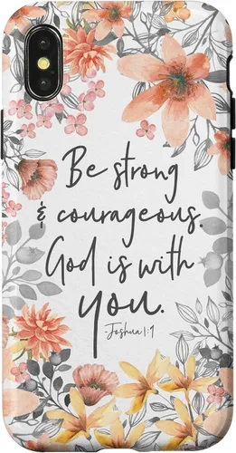 Vista 5 de Funda para iPhone 17 con cita cristiana de Joshua 1:9 con diseño de acuarela bonita floral