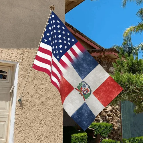 Vista 6 de Bandera de Estados Unidos y República Dominicana, banderas de jardín, banderas de casa, bandera de desfile, bandera para exteriores, 3 x 5 pies