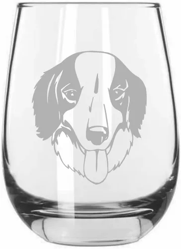 Vista 542 de Shar Pei (chino) - Vaso de vino sin tallo grabado para perro, 15.25 onzas