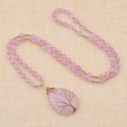 Vista 4 de PESOENTH Collar con colgante de árbol de la vida de cristal de amatista para mujer, cuentas moradas de mala, yoga, meditación, oración, piedras
