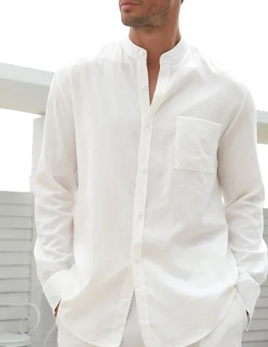 Vista 5 de RPOVIG Conjuntos de lino para hombre, conjuntos de verano de 2 piezas, ropa de vacaciones en la playa, camisas casuales de manga larga, pantalones