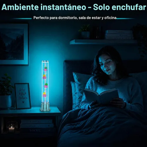 Vista 4 de Tubo de burbujas sensorial de lámpara de medusas, 6 LED que cambian de color, 1.9 pies Jellyfish