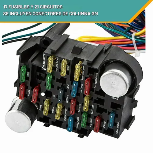 Vista 4 de Cables universales extralargos de 21 circuitos, kit de arnés de cableado Hotrod compatible con cableado automotriz universal GM Chevy