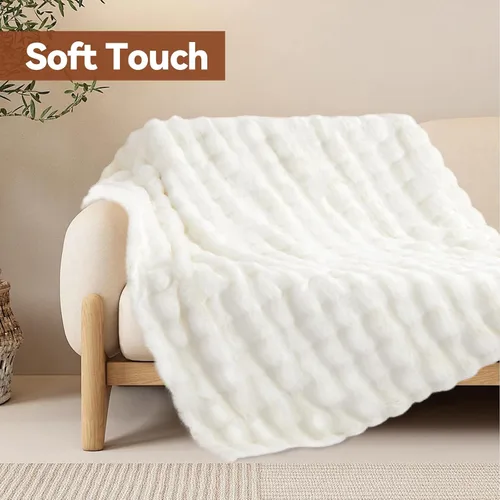 Vista 8 de LIFEYJ Manta mullida de piel sintética para sofá, manta de felpa ultrasuave con burbujas, regalo perfecto de Navidad y cumpleaños para mujeres