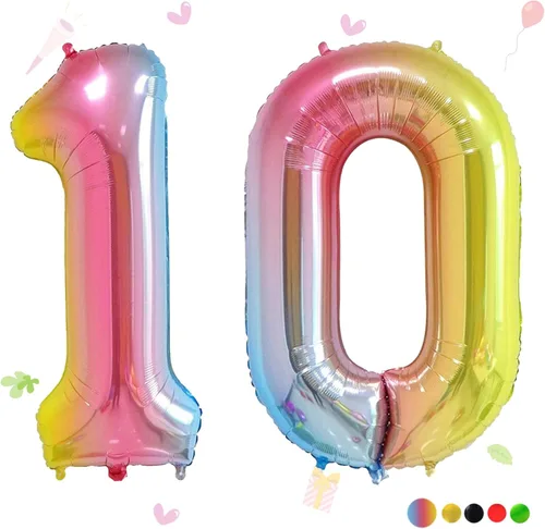 Vista 187 de Globos grandes de 40 pulgadas de números del 0 al 9, globos numéricos para decoración de fiesta de cumpleaños, globos de helio de aluminio