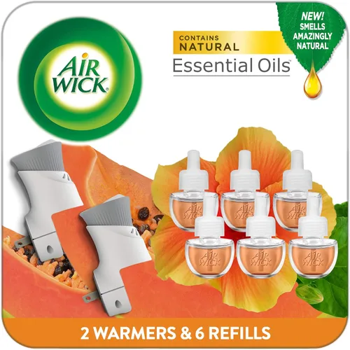 Vista 10 de Air Wick Kit de inicio de aceite perfumado enchufable, 2 calentadores + 6 repuestos, lino fresco, el mismo olor familiar de ropa fresca, ecológico