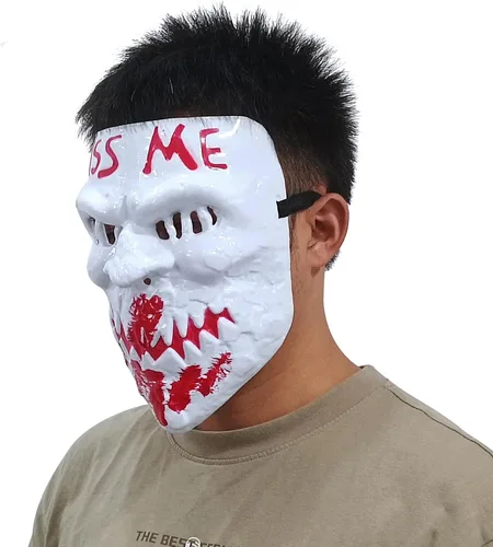 Vista 4 de Máscara de PVC con diseño de asesino de terror de PVC para disfraz de fiesta de Halloween