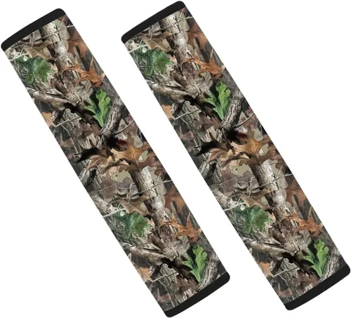 Vista 25 de LedBack Fundas para cinturón de seguridad de coche con diseño de bandera americana y camuflaje, paquete de 2, almohadilla universal para cinturón