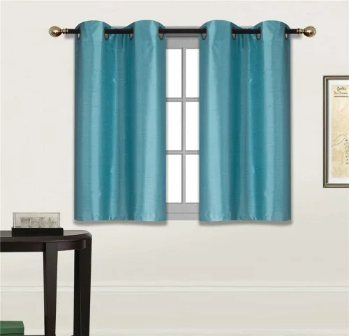 Vista 7 de Elegant Home - Cortina opaca con aislamiento de seda sintética con ojales, 2 paneles de 28 pulgadas de ancho x 36 pulgadas de largo, cada uno