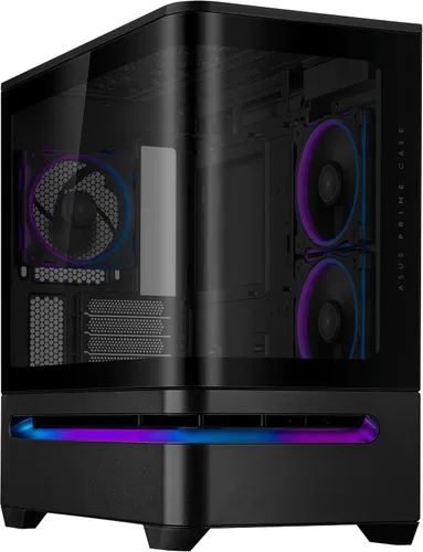 Vista 10 de Cajas de PC ASUS Prime AP201 de 33 litros Micro ATX color negro con paneles laterales sin herramientas y malla de filtro cuasi, con soporte