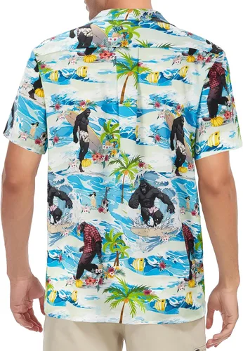 Vista 149 de Camisa hawaiana para hombre, con estampado floral, cómoda, con botones, casual, manga corta, ropa de playa para hombre