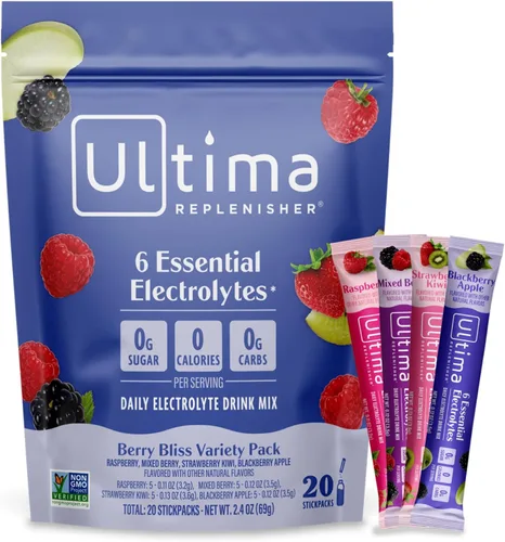 Vista 18 de Ultima Replenisher - Bebida de electrolitos en polvo vegana, sin azúcar ni OMG, bebida hidratante adecuada para dieta cetogénica, paquetes