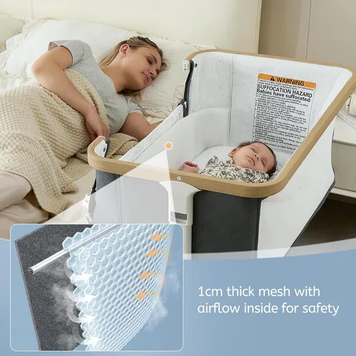 Vista 5 de VaVaSoo Cuna Eléctrica con Balancín para Bebé, Cuna Automática al Lado de la Cama que se Balancea Sola, 3 Movimientos, Rodamiento Automático, Cuna