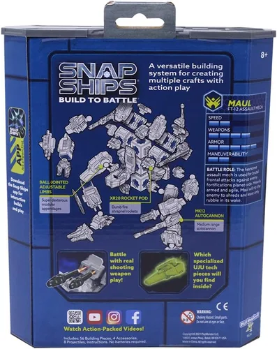 Vista 6 de Snap Ships Forge Maul FT-12 Assault Mech - Construir para la batalla - No requiere baterías - Construye 3 diseños diferentes -8+