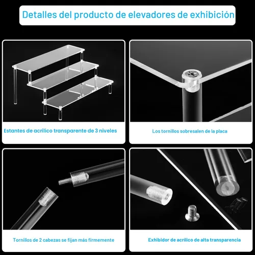 Vista 4 de HENABLE Grandes elevadores de exhibición de acrílico, organizador de soporte de perfume, elevadores de estante de acrílico transparente