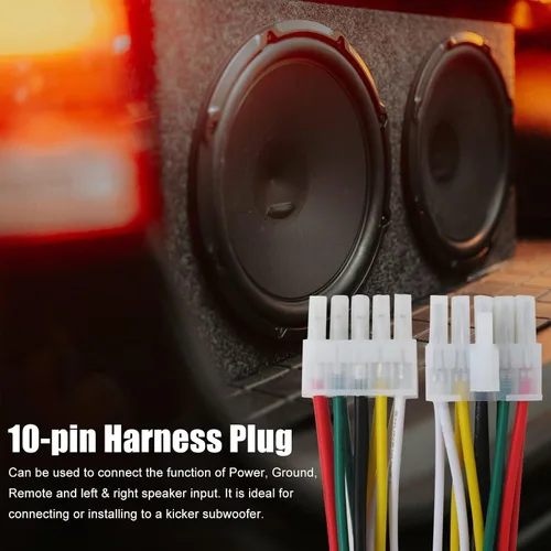 Vista 5 de 10-pin Harness Plug Fit for Kicker BassStation Hideaway 11HS8 46HS10 11PHD12 11PH12 HS8 PT10 PT250 11PT8
