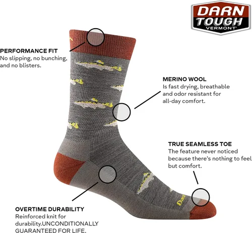 Vista 2 de Darn Tough Spey Fly Crew - Calcetines ligeros con cojín para hombre