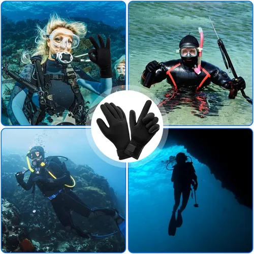 Vista 7 de AUAUY Guantes de buceo, guantes de neopreno de 0.118 pulgadas (0.118 in), guantes de neopreno cálidos de cinco dedos, guantes de surf flexibles