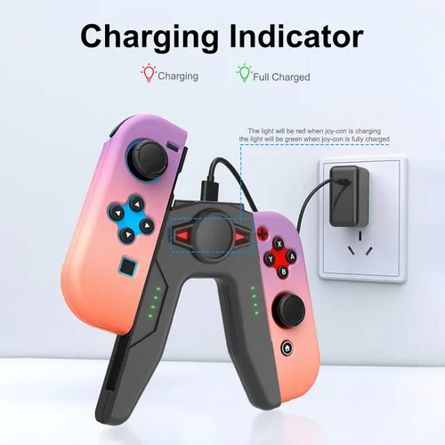 Vista 4 de Agarre de mano de carga para interruptor NS y modelo OLED - Soporte de cargador controlador con indicador para interruptor (negro)