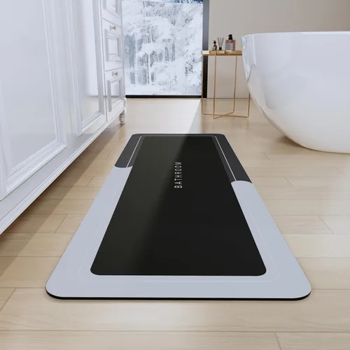 Vista 70 de Tapetes de baño antideslizantes de secado rápido, tapetes de baño de goma súper absorbentes para debajo de la puerta, tapetes de baño para baño, Azul