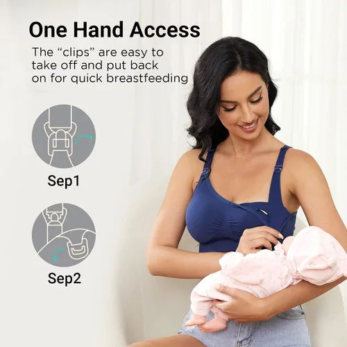 Vista 3 de Bodorma Nursing Maternity Bras for Breastfeeding Seamless Bralette Wireless Sleep Full Bust Bra with Extra Extenders- 3Pack
