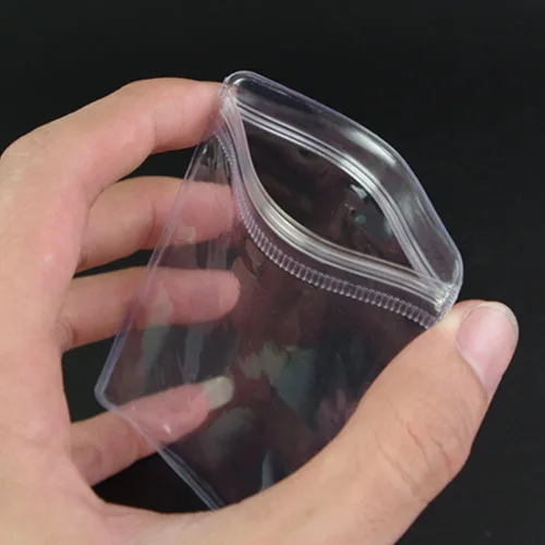 Vista 2 de Bolsas de plástico autoselladas, con cierre de cremallera, PVC transparente, bolsa de almacenamiento para joyas, bolsa de almacenamiento con cierre