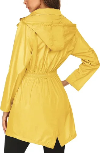 Vista 3 de Chubasqueros para mujer, impermeables, ligeros, plegables, para exteriores, con capucha