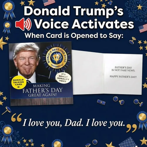 Vista 2 de Tarjeta con sonido para el día del padre de Donald Trump con sonido – Escucha la voz real de Trump, divertida tarjeta del día del padre para papá