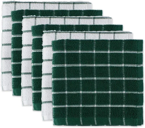 Vista 18 de DII Basic Terry Collection - Juego de paños de cocina con ventana, 12 x 12 pulgadas, verde antiguo, 6 piezas